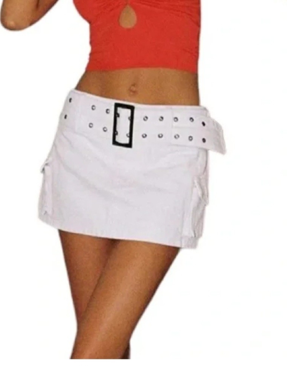 Princess Polly White Mini Skirt with Studded Belt